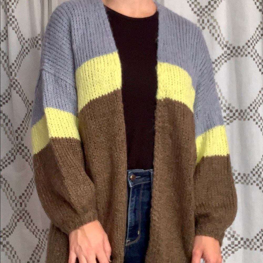 Green & Blue Striped Cardigan